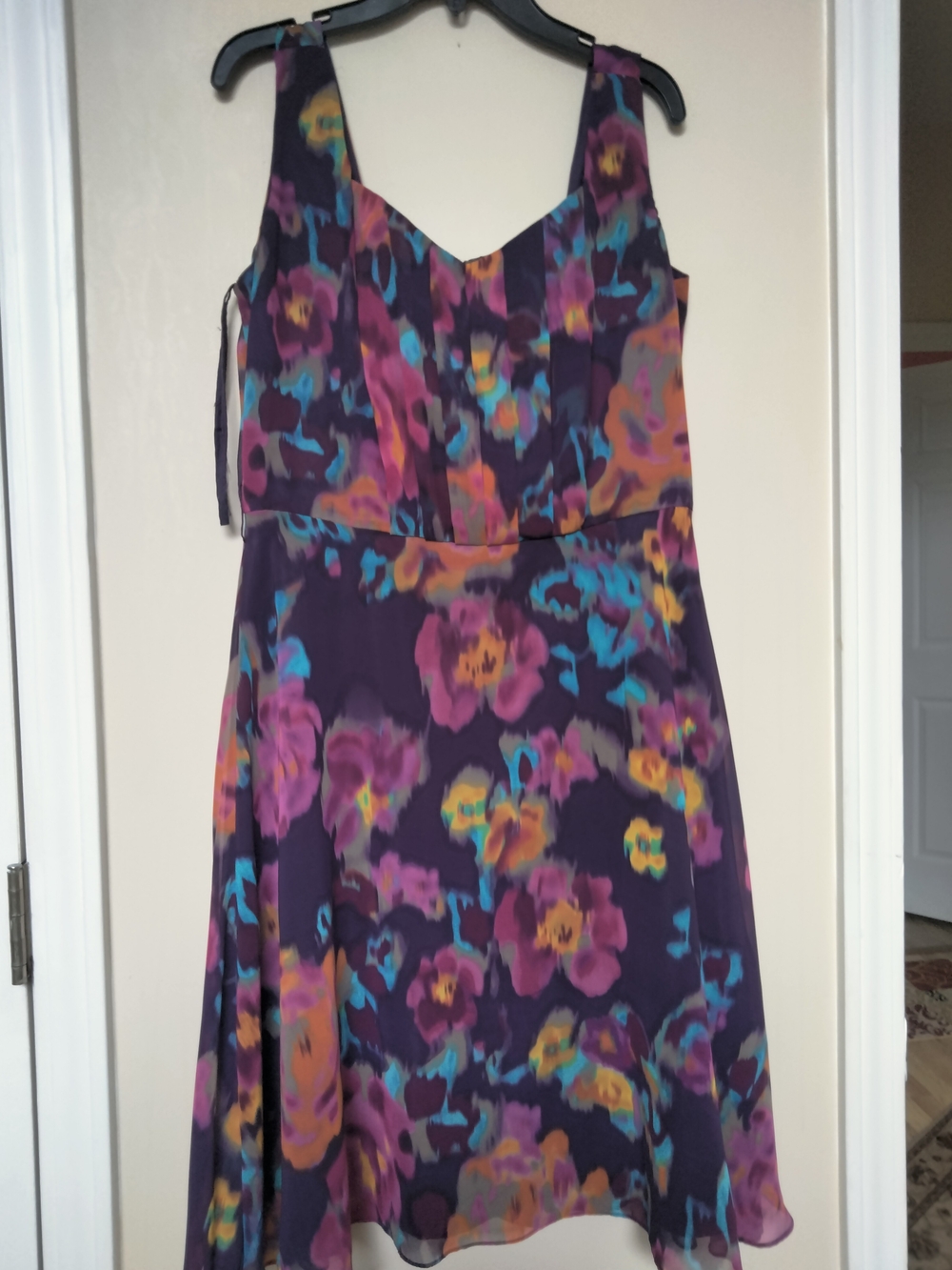 Tahari Purple Floral Sleeveless Dress - Elegant A-Line